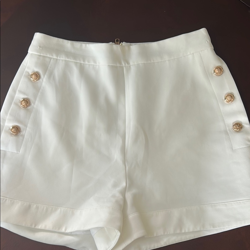 Walter Baker White High Waist Shorts with Gold Buttons